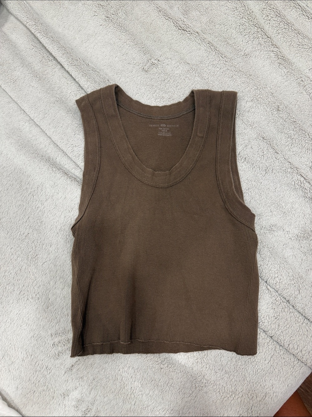 Brandy Melville Brown Ribbed Crop Tank Top